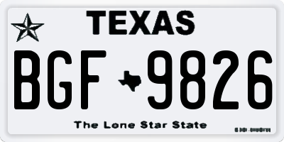 TX license plate BGF9826