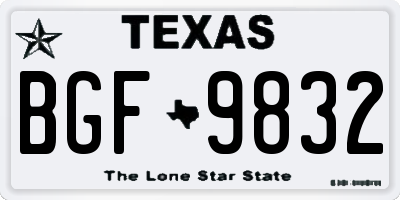 TX license plate BGF9832