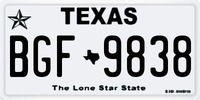 TX license plate BGF9838