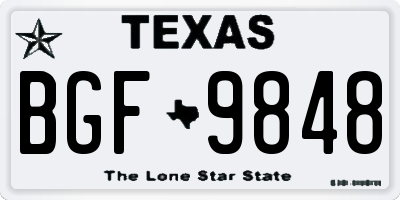 TX license plate BGF9848