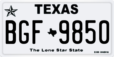 TX license plate BGF9850