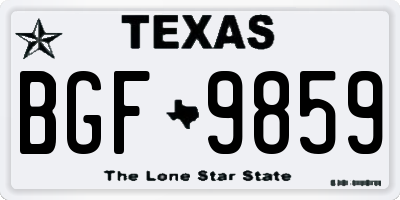 TX license plate BGF9859
