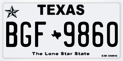 TX license plate BGF9860