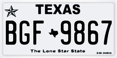 TX license plate BGF9867
