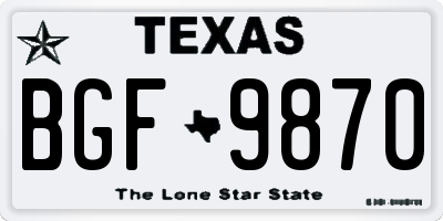 TX license plate BGF9870