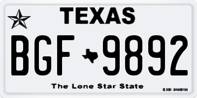 TX license plate BGF9892