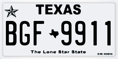 TX license plate BGF9911