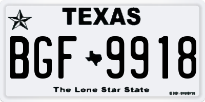 TX license plate BGF9918