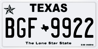 TX license plate BGF9922