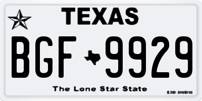 TX license plate BGF9929