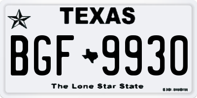 TX license plate BGF9930