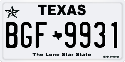 TX license plate BGF9931