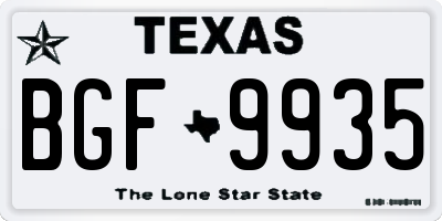 TX license plate BGF9935