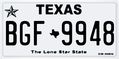TX license plate BGF9948