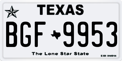 TX license plate BGF9953