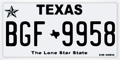 TX license plate BGF9958