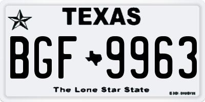 TX license plate BGF9963