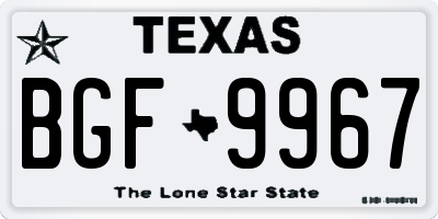 TX license plate BGF9967