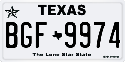 TX license plate BGF9974