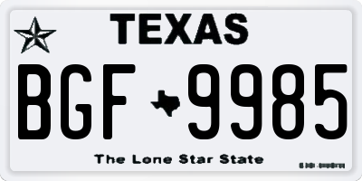 TX license plate BGF9985