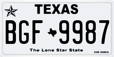 TX license plate BGF9987