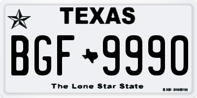 TX license plate BGF9990