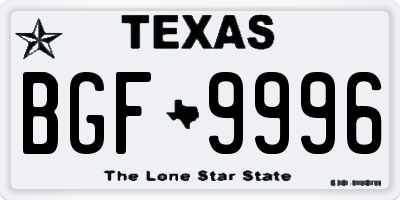 TX license plate BGF9996