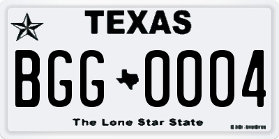 TX license plate BGG0004