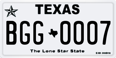 TX license plate BGG0007
