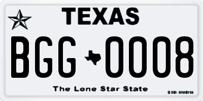 TX license plate BGG0008