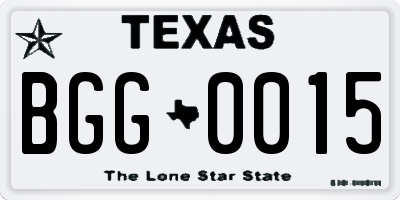 TX license plate BGG0015