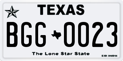 TX license plate BGG0023