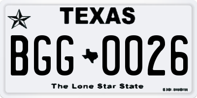 TX license plate BGG0026