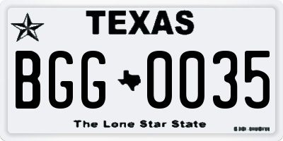TX license plate BGG0035