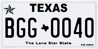 TX license plate BGG0040