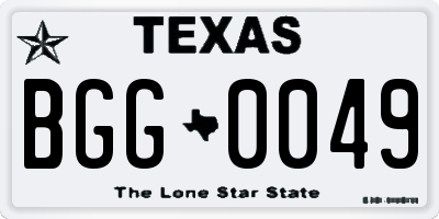 TX license plate BGG0049