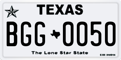 TX license plate BGG0050