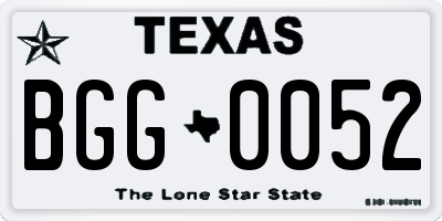 TX license plate BGG0052