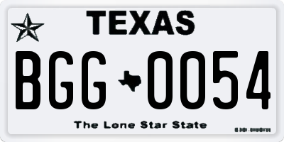 TX license plate BGG0054