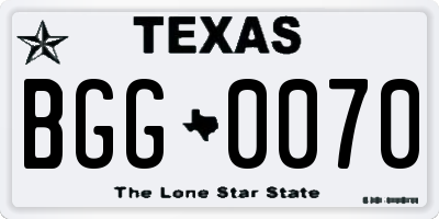TX license plate BGG0070