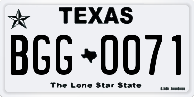 TX license plate BGG0071