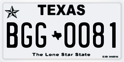 TX license plate BGG0081