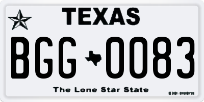 TX license plate BGG0083