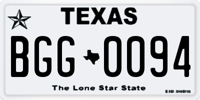 TX license plate BGG0094