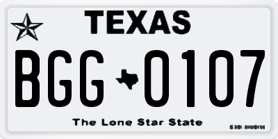 TX license plate BGG0107