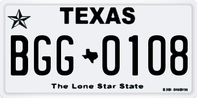 TX license plate BGG0108