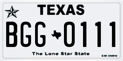 TX license plate BGG0111