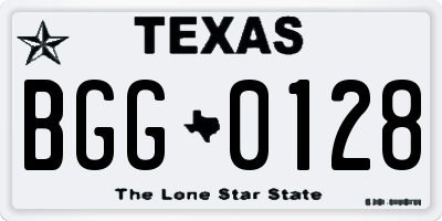 TX license plate BGG0128