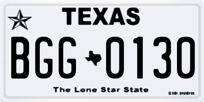TX license plate BGG0130