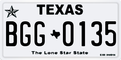 TX license plate BGG0135